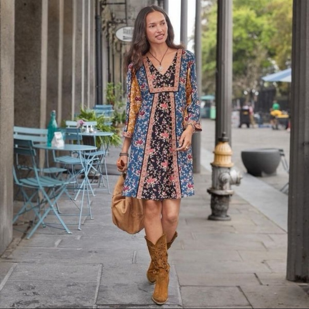 Sundance Sweet whispers Floral Patchwork Mini Tunic Dress XS